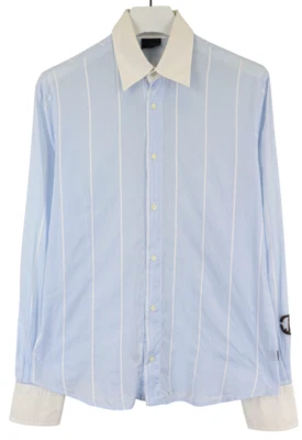 Camisa JUST CAVALLI Para Hombre XL Rayas Azul Cuello Extendido Logotipo Abotonado Foto 1 de 4