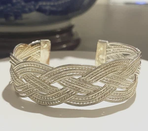 Vintage Sterling Silber 925 geflochtenes Armreif Armband geflochtenes Seil strukturiert Armreif 32g - Bild 1 von 7