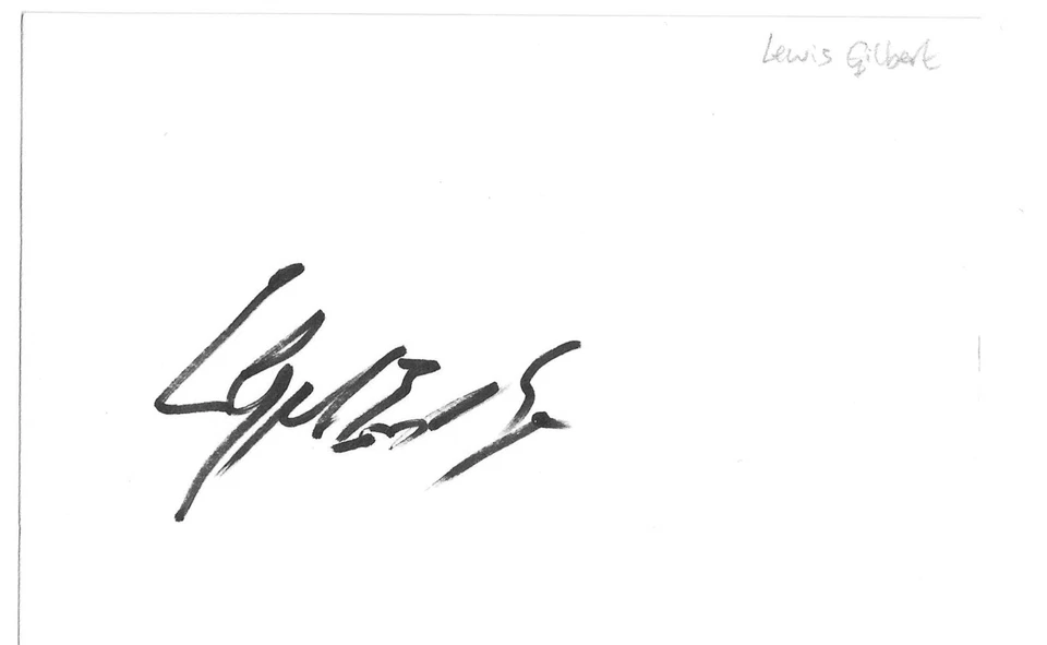 Lewis Gilbert. 007 James Bond Film Director. Signed Card - Image 1 of 1