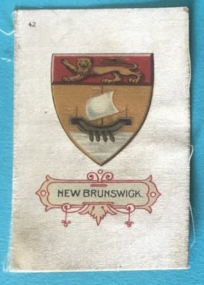 WILLS SILK CIGARETTE CARD ARMS OF THE BRITISH EMPIRE,NEW BRUNSWICK  - Image 1 of 2