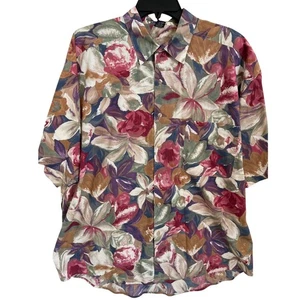 Vintage 80s 90s Structure Men's Size XL Button Up Camp Shirt Floral Grandma - Picture 1 of 7