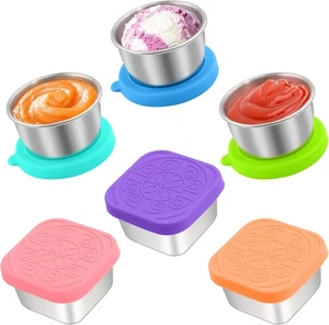 6 PCS Salad Dressing Container to Go,Handy 1.6oz Round+2.7oz Square, Rainbow - Picture 1 of 8