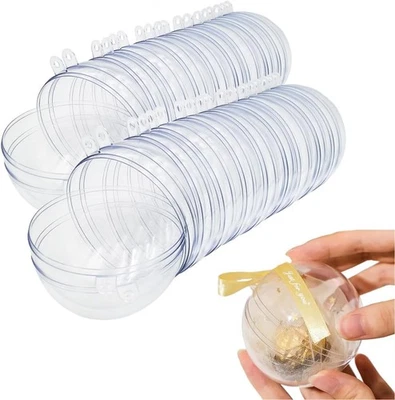 20 klare füllbare Ornamente Kugeln- 80mm / 3,15 "Transparent Plastik verdickte  - Bild 1 von 4