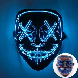 Cosplay LED Light Up Mask Full Face Glowing Circle Square Triangle Mask - Picture 1 of 44