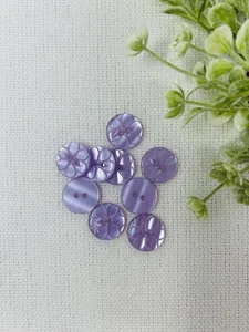 Lavender Purple Flower  Sewing Buttons - Shirt Coat Dress  - Set Of 8 - Picture 1 of 2
