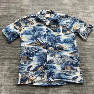 Hawaiihemd Gr. L Herren Honolulu The Original Island Tropical Palmen Blau - Bild 1 von 6