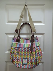EUC Lily Bloom Purse Colorful Dots & Stripes Canvas Satchel Tote Bag - Picture 1 of 7