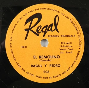Ragul Y Pedro – El Remolino / En Medio Do Mis Locos Disbarios ~ 1949 Regal 209 - Picture 1 of 4
