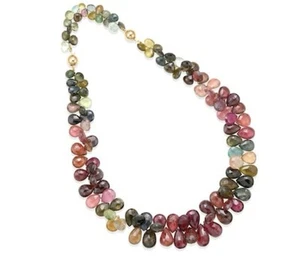 Multi Gem Cluster Necklace 14k - Picture 1 of 10