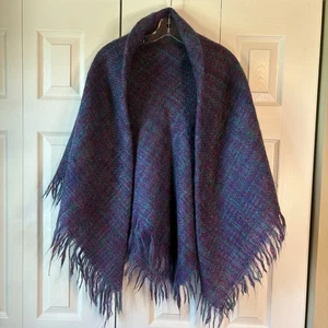 Avoca Handweavers Wool 50x50" Throw Blanket Wrap Shawl Purple & Teal Plaid - Picture 1 of 6