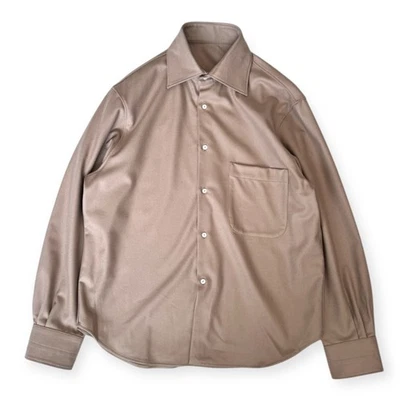 Camisa Stoffa Franela Prensada Cuello Extendido Lana Anís Talla 48 Italia Foto 1 de 4