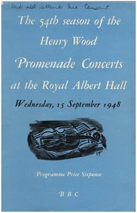 BBC Presents Henry Wood Promenade Concerts: Wednesday, 15 September 1948 and S.. - Picture 1 of 2