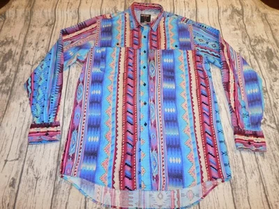 CAMISA WESTERN SERIE FRONTIER DE COLECCIÓN RODEO SUROESTE TAREA AZTECA COLORIDA LT L ALTA Foto 1 de 4