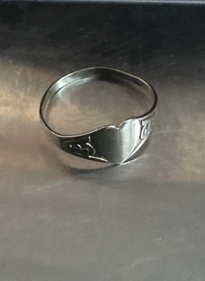 Vintage HM 9ct Gold 375 Heart Signet Ring - Size I 1/2 - 0.6g - Image 1 of 4