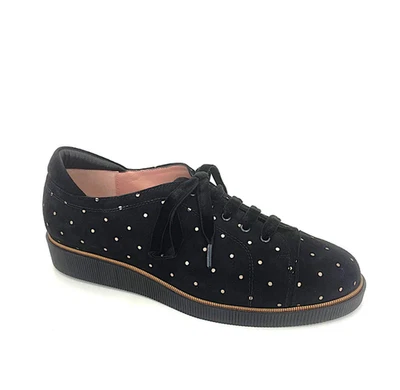 BeautiFeel Black Dot Jane Lace Up Shoes 39 EU / 8-8.5 Casual Comfort Oxfords - Image 1 of 4