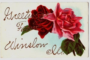 c1910 Grüße aus WINSLOW Illinois il Postkarte Stephenson County - Bild 1 von 1