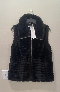 Calvin Klein Women’s Soft Fur Black Full Zip Vest Size M / NWT - Picture 1 of 10