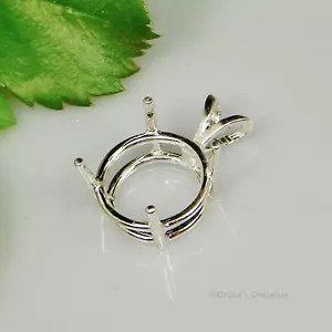 (4 mm - 25 mm) Massiv 925 Sterlingsilber RUND Vorgekerbt Anhänger Set 4 Zinken - Bild 1 von 3