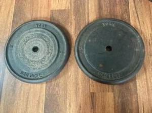 Vintage York Langhantel 25 Pfund Standardgewichtsplatten 1"" Paar - insgesamt 50 Pfund - Bild 1 von 1