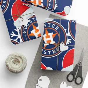 MLB Wrapping Paper, Houston Astros Gift Wrap, Baseball Team Holiday - Picture 1 of 25