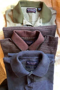 LOT 3 Men’s GOLF Shirts Roundtree & Yorke Collared Knit Long Sleeve Med VGC - Picture 1 of 5