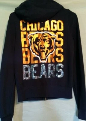 Victoria Secret Pink NFL Chicago Bears Zip Hoodie Jacket Sequins Blue - SMALL SZ - Image 1 of 4