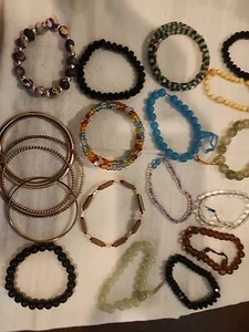 Costume Jewelry Bracelets Multi-color Goldtone Bangles 16 Pieces (351) - Picture 1 of 16