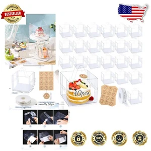 Versatile Clear Cake Boxes with Handle - 40 Pcs for Cookies, Cupcakes & More - Picture 1 of 9