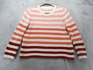 John Paul Richard Sweater Women's XL Pink White Multicolor Stripe 100% Polyester - Picture 1 of 12