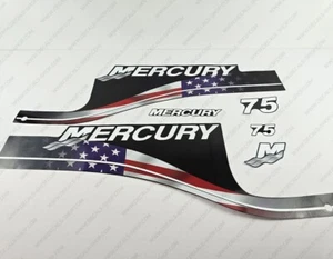 Mercury 75hp ELPTO 1999-2006 USA Flag Edition outboard engine decals sticker set - Imagen 1 de 6