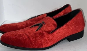 Amali Velvet Embossed Red Men's Shoes Size 10.5 Slip On Tuxedo Designer Dress - Picture 1 of 13
