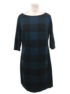Bravissimo Women's Dress Size 12 Black Teal Mix Super Curvy Checked Zip Used F1 - Picture 1 of 11