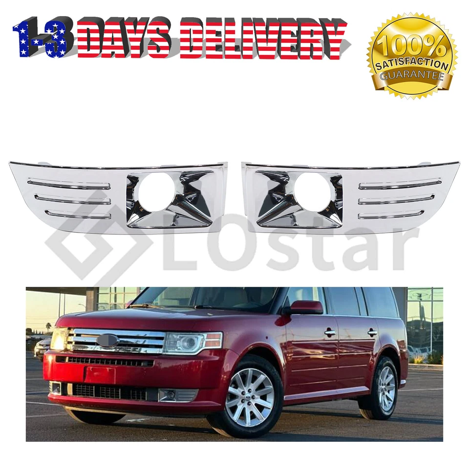 Pair(2) Fog Light Trim Set Left & Right Chrome For 2009-2012 Ford Flex 3.5L V6 - Image 1 of 4