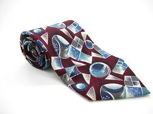Corbata de seda multicolor con patrón geométrico - Imagen 1 de 2