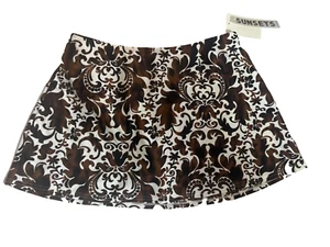 Sunsets Sporty Swim Skirt Bikini Bottom Heirloom Chocolate Brown White Women's S - Picture 1 of 6
