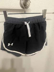 Under Armour Girls Athletic Drawstring Black Shorts, Small - Picture 1 of 2