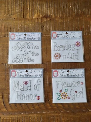 Lot of 4 Dritz Bridal Rhinestuds Iron-On Applique Patch Wedding Flower Girl Maid - Image 1 of 4