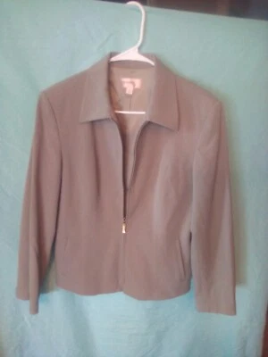 Women's Jacket, Blazer Style, Olive Green, Long Sleeve, Zip Up, Size 6 - Image 1 of 3