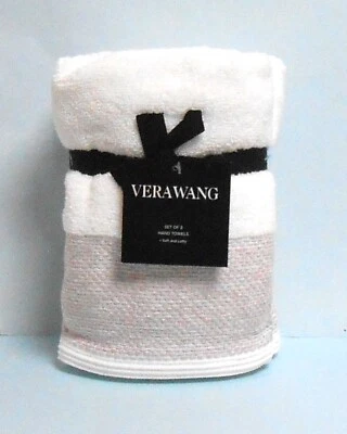 Juego de 2 toallas de mano blancas Vera Wang Lavanda y Puño blanco 18" x 28" Foto 1 de 3