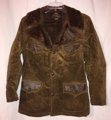 Chaqueta de pana marrón vintage años 70’s ribete de cuero para hombre talla 42 Marshall Ray Foto 1 de 4