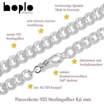 Silberkette Echt 925 Sterlingsilber Panzerkette Halskette Schmuck Collier GERMAN - Bild 1 von 3