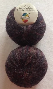2 Vintage Mohair Yarn Skeins Soffili Filpucci Italy Charcoal Pink Purple Bl New - Picture 1 of 3