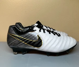 Nike Legend 7 Elite FG White Gold Black Mens Soccer Cleats (AH7238-100) Size 6 - Picture 1 of 10