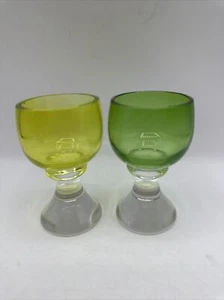 "Juego de 2 gafas cordiales de pedestal colorido vintage de 3,75" - Imagen 1 de 8