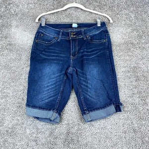 Venus Bermuda Cuffed Denim Short Women's Size 4 Blue Low Rise Dark Wash 5-Pocket - Picture 1 of 9