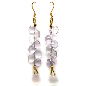 925 Sterling Silver 6 x 9 mm. Pink Rose Quartz & Pink Amethyst Earrings - Picture 1 of 4
