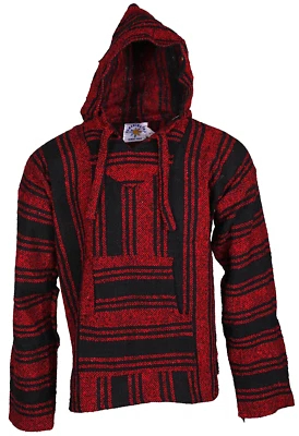 Sudadera con Capucha Baja Pullover Rojo y Negro Rayas Sudadera con Capucha Chaqueta Baja Mexicana Foto 1 de 4
