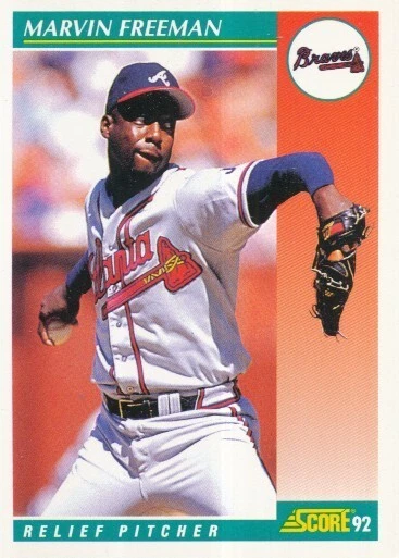 #307 ATLANTA BRAVES # MARVIN FREEMAN # BASEBALL CARD SCORE NFL '92 - Photo 1/2