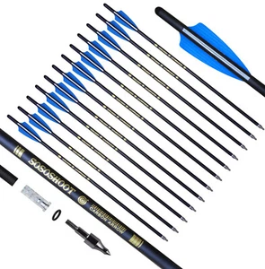 US 12Pcs 20" Crossbow Bolts Carbon Arrows Half Moon Nocks 8.8mm Hunting Shooting - Picture 1 of 9