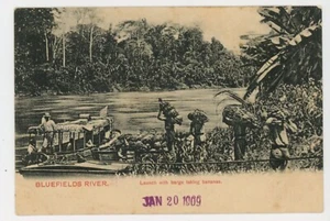Foto Aleman Barcaza Banana Río Bluefields Nicaragua 1909 Postal De Colección - Imagen 1 de 2